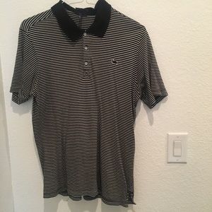 Hurley black and white striped polo size: M